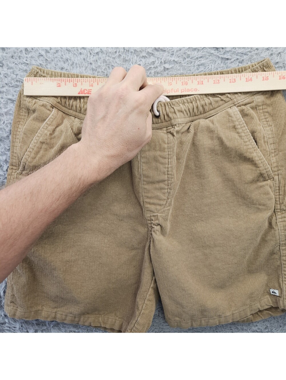 QUIKSILVER Corduroy Shorts Small (Fits 31-34x6) Drawstring Beach Surfer Brown - Picture 7 of 13